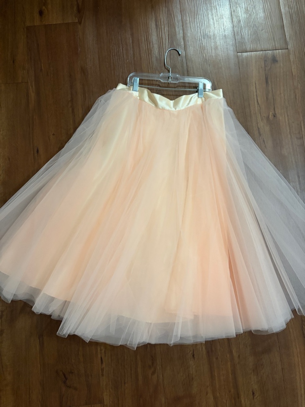 Women's Peach Tulle Midi Skirt